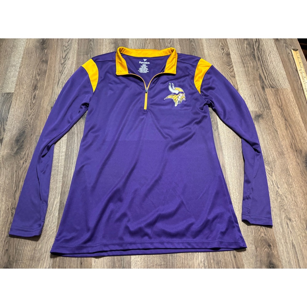 Fanatics Women Size M Purple Pullover Quarter Zip NFL Football Minnesota Vikings